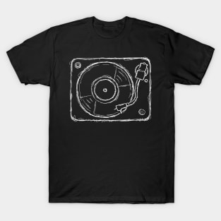 Very sketchy record player turntable design with record T-Shirt